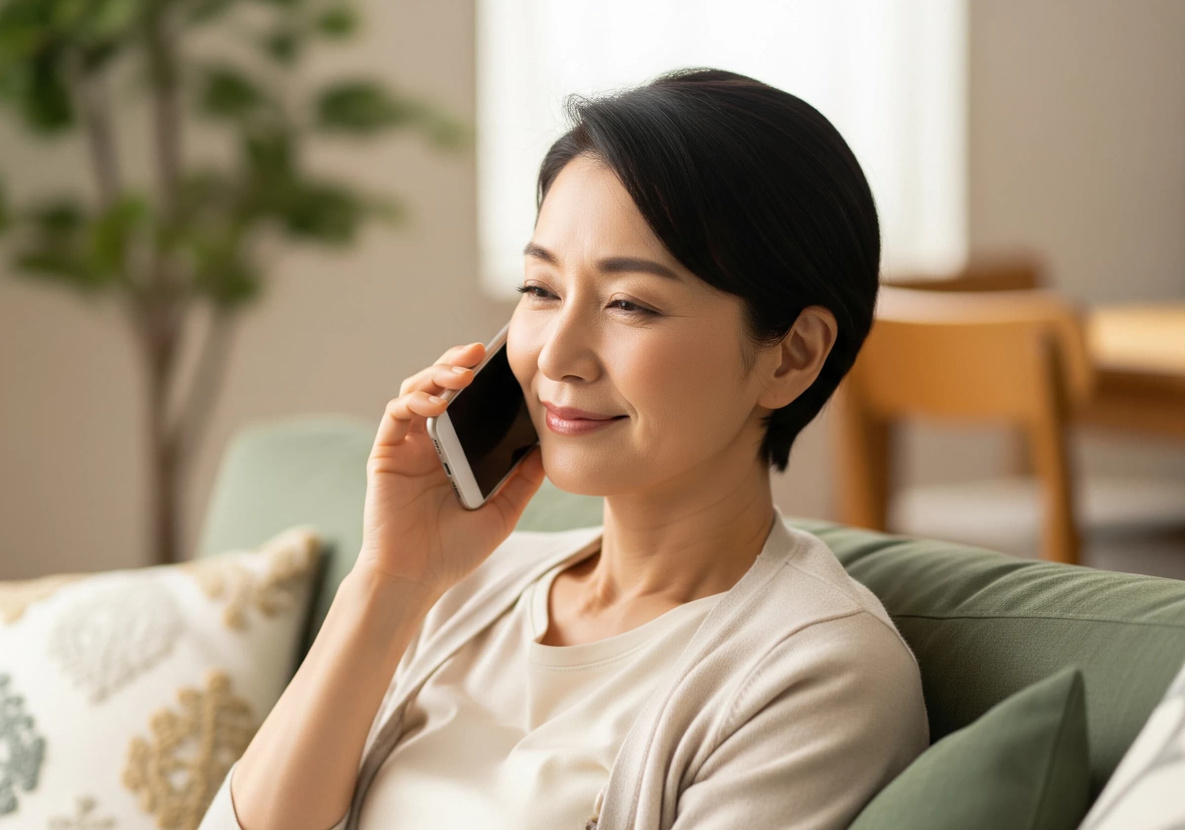 ご自宅で電話相談を受け安心した表情の方